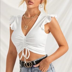 white drawstring top